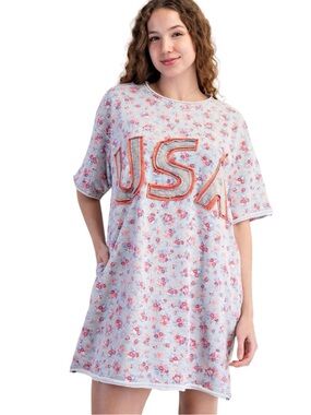 610:  EASEL NWT “USA” DRESS HEATHER GREY (C)